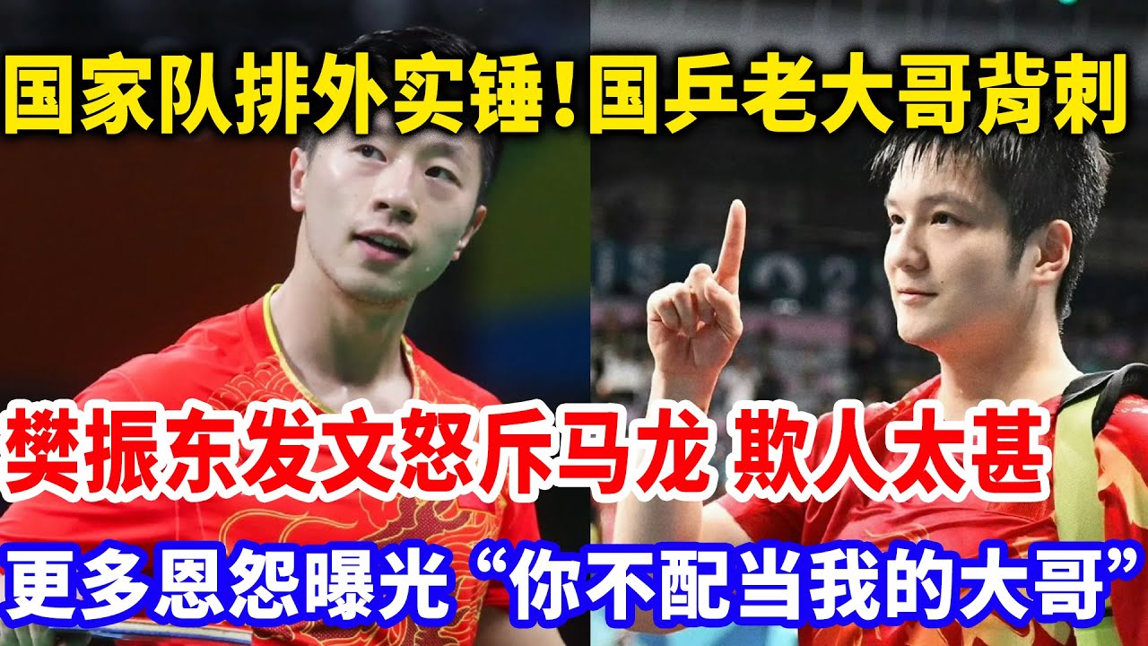 国家队排外实锤！国乒老大哥背刺，樊振东手撕马龙不真诚，全网炸锅
