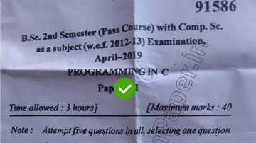 2019 Mdu BSc 2nd Sem Programming in C Question Paper