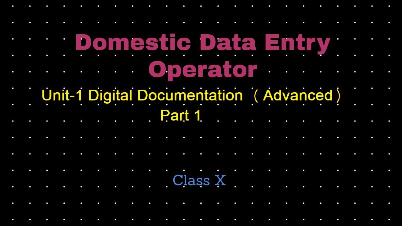 Job Role Domestic Data Entry Operator Job Role Domestic Data Entry Operator