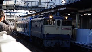 【武蔵小杉駅にニゲサンクが！】9595レ EF65 2139＋FV-E991系 甲種輸送 武蔵小杉駅 通過シーン