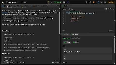 Adjacent Increasing Subarrays Detection I   LeetCode   Google Chrome 2025 10 14