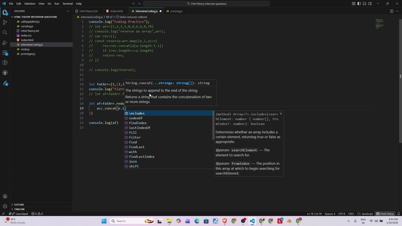 Flatten  an array in react js interview question accenture