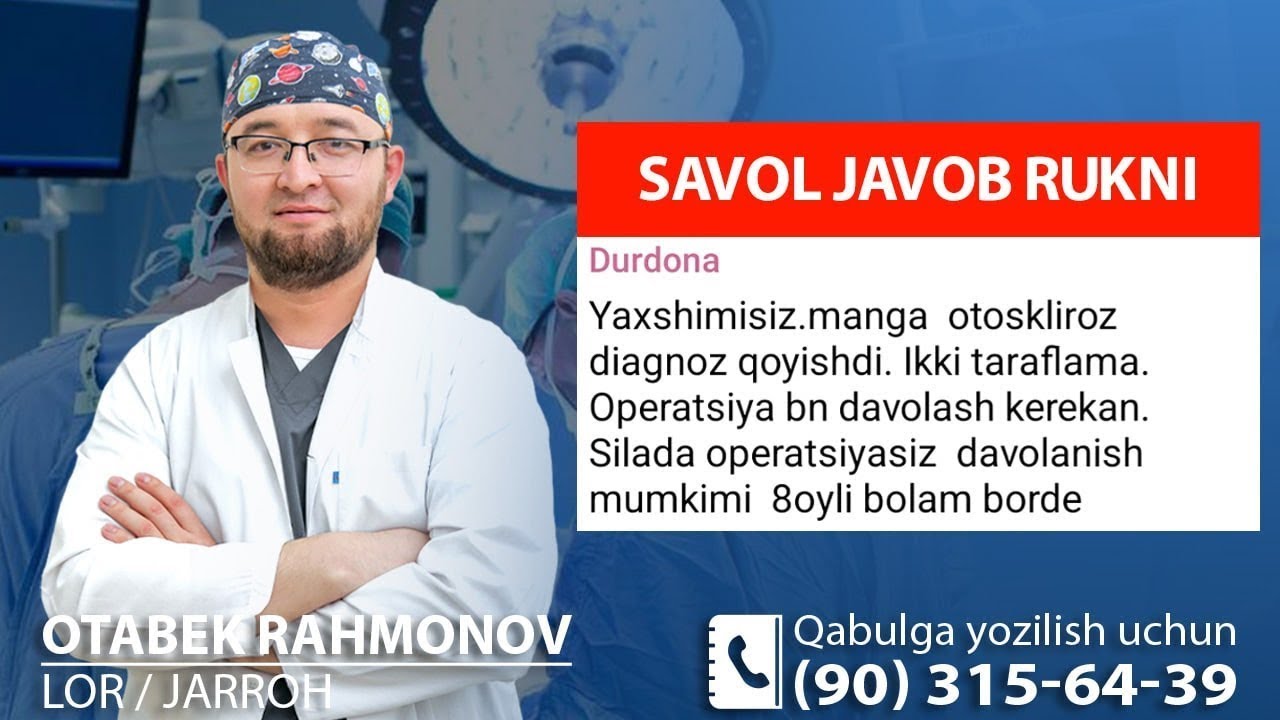 Otosklerozni operatsiyasiz ham davolash mumkinmi? lor24.uz Можно ли ...