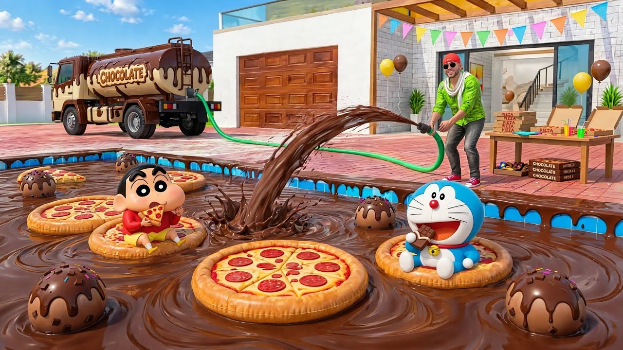 Shinchan Found Chocolate Pizza Swiminpool IN 🍫🍕Indian Theft Auto Simulator