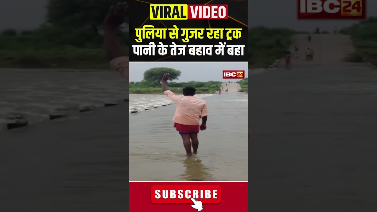 Rajasthan के Dholpur में पुलिया से गुजर रहा ट्रक पानी के तेज बहाव में बहा..