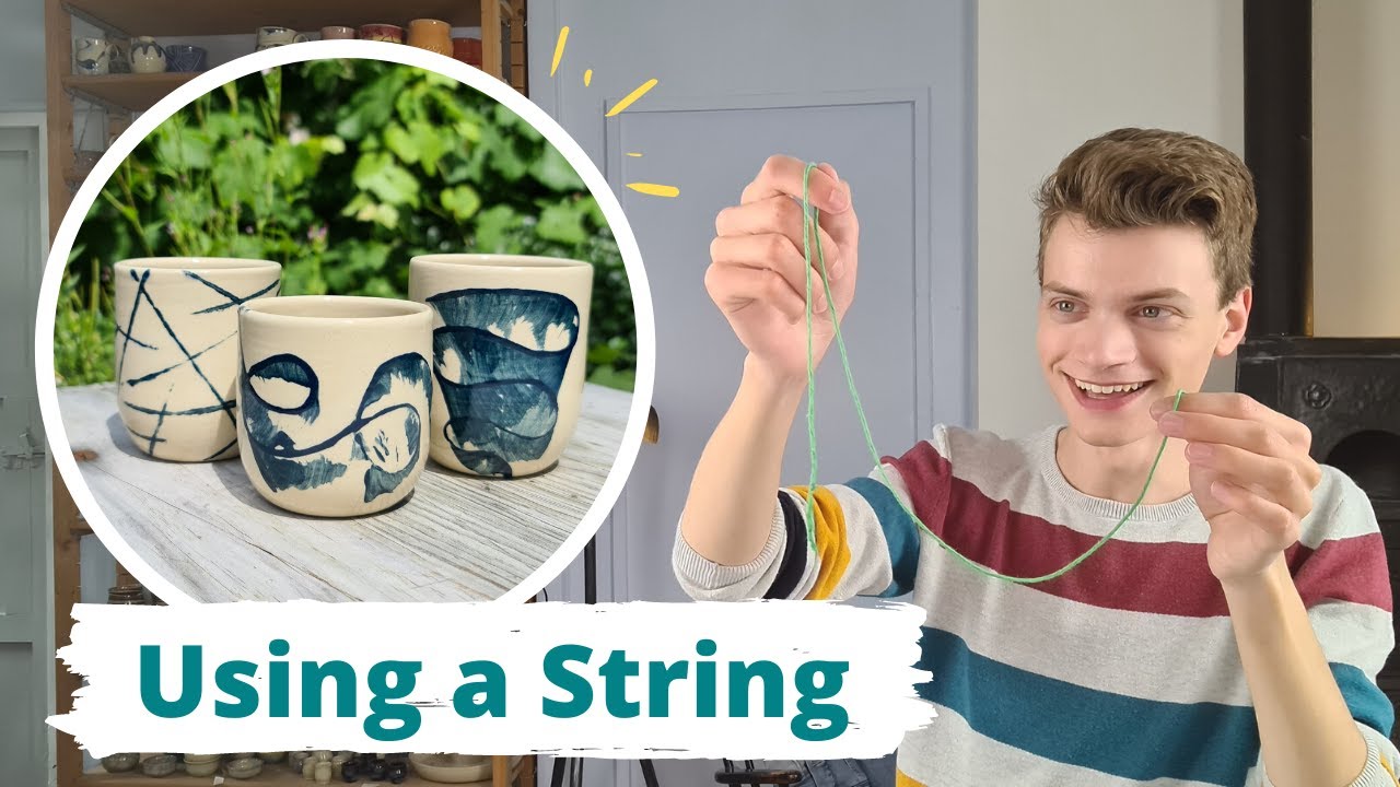 Pottery underglaze technique Glazing With a String/Rope YouTube