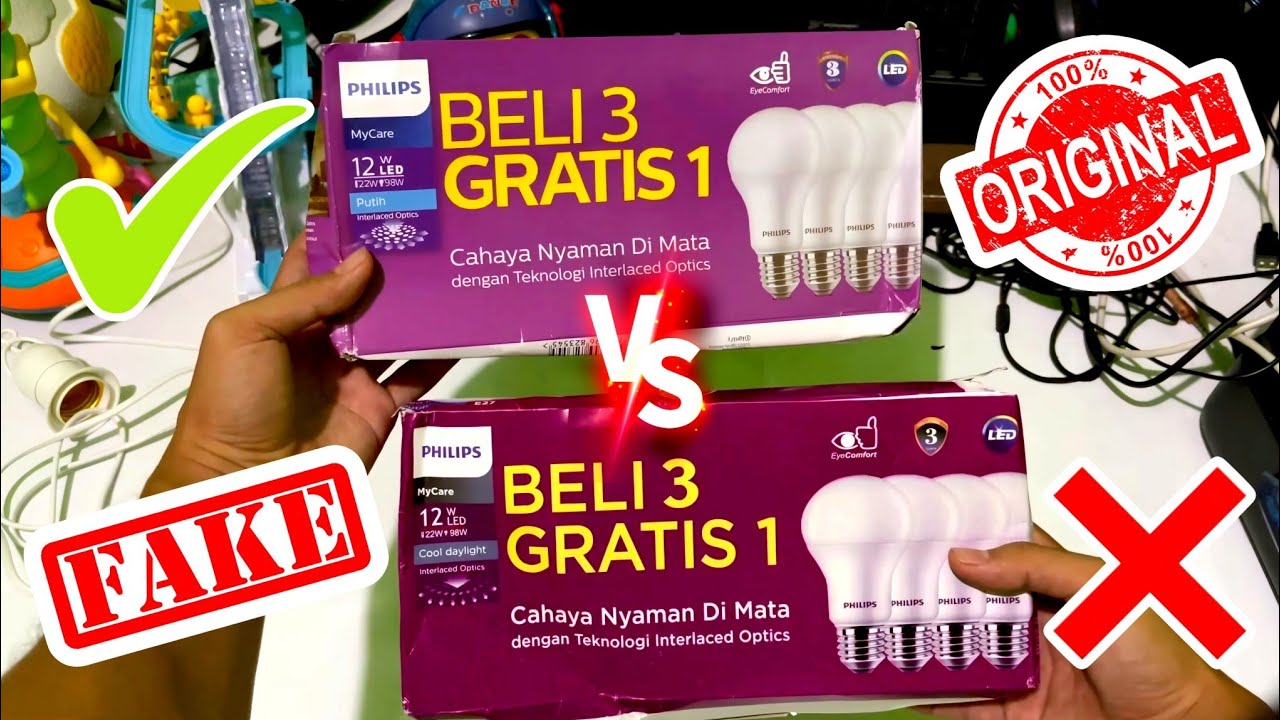 Perbedaan Lampu Philips Asli dan Palsu | Review Lampu Philips 12 Watt Beli 3 Gratis 1