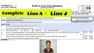 Enter your name and ssn line a: what business main activity is about.
b: the code on irs instructions for schedule c form 10...