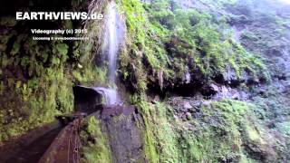 Waterfall Levada Walk Hiking Adventure In Rainforest Mountain