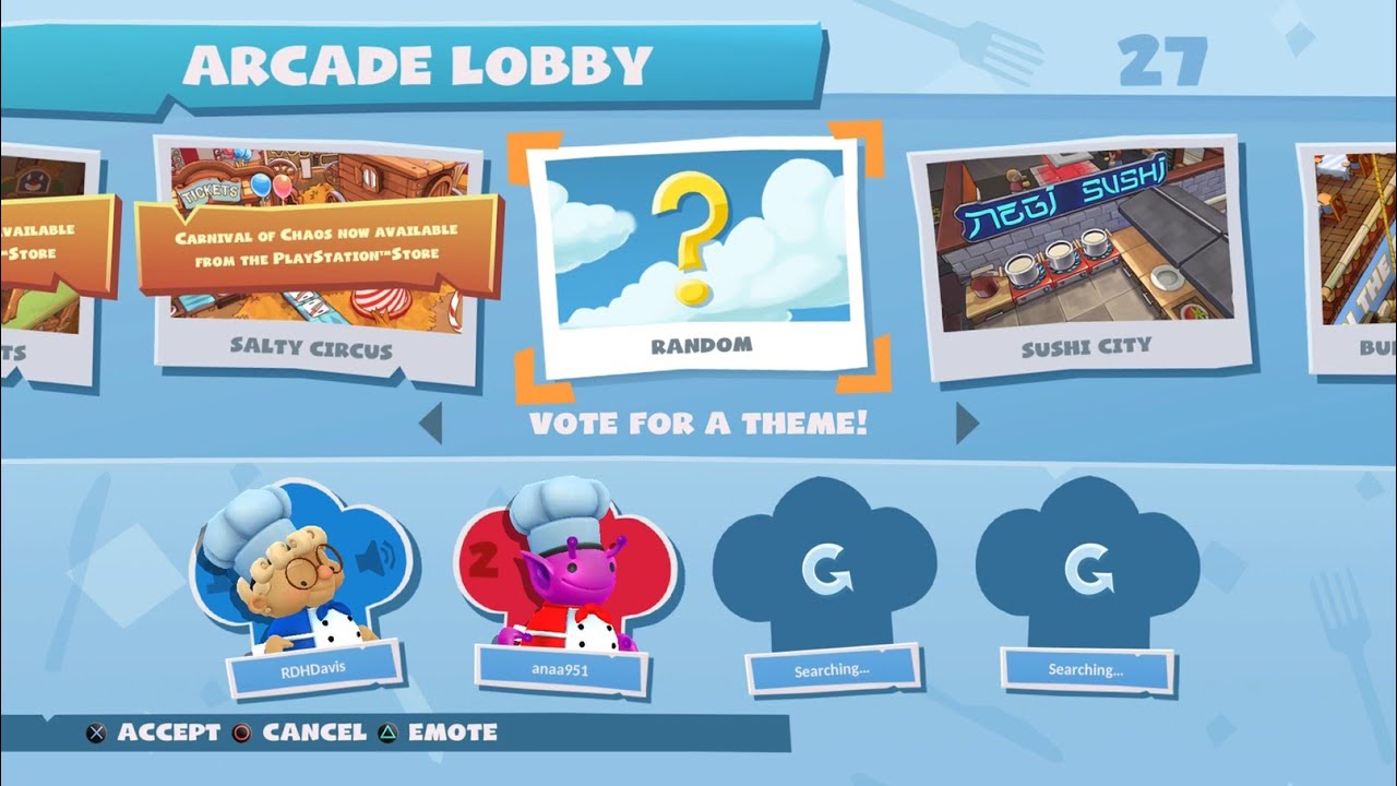 Overcooked 2 - PS4 - First Playthrough - Part 3 - Arcade Lobby - Online Multiplayer 