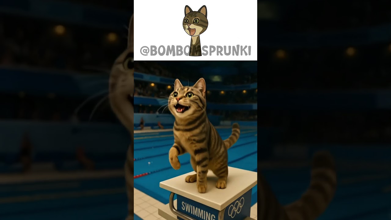 OO EE AA Spinning Cat Sprunki OC - Freestyle in Swimming pool