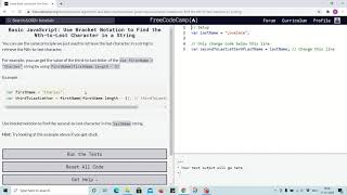 Lesson 35 - find nth-to-last character with bracket notation - freecodecamp Lessons