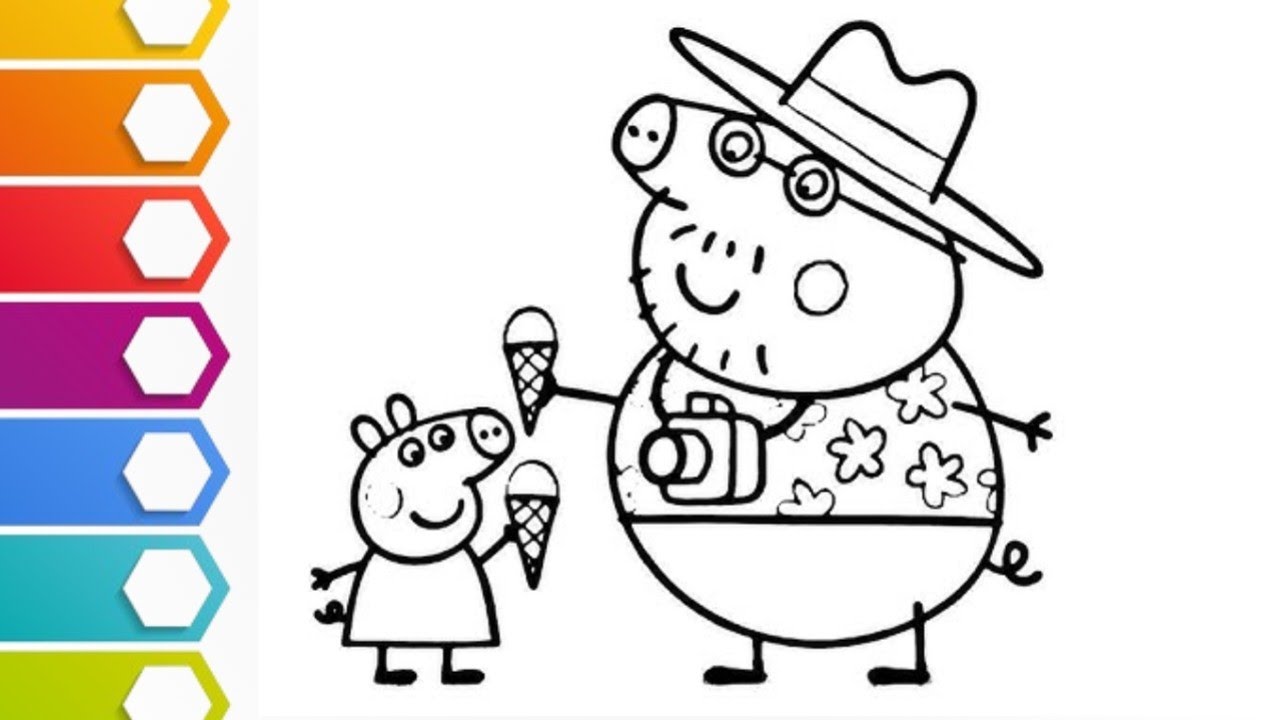 🥰😍how to draw dad peppa pig 🐷l peppa pig drawing l colorful❤💚💜 drawing l drawing for kids l drawing💕