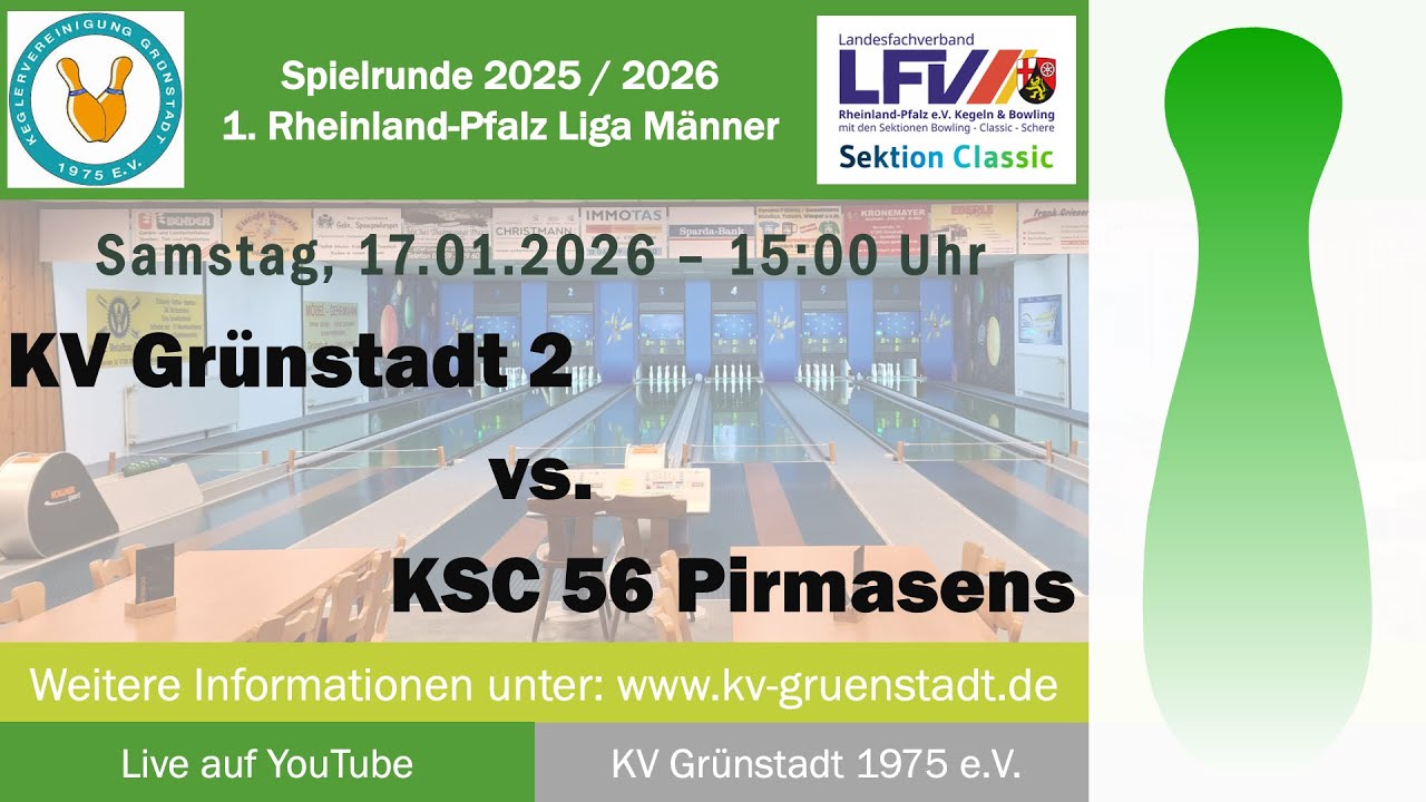 1. Rheinland-Pfalz Liga Männer - 11. Spieltag: KV Grünstadt 2 - KSC 56 Pirmasens