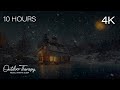 FANTASY BLIZZARD NIGHT AT THE CABIN | Howling Wind and Blowing Snow Ambience | Relax | Study | Sleep