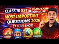 Class 10 Social Science Important Questions 2026 | History Civics Geography Economics | Board Exam