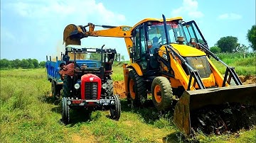 Jcb 3dx Loading Mud In Massey 1035 And Eicher 380 | Jcb And Tractor Video