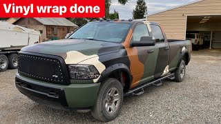 Vinyl Wrapping the cheapest Dodge Ram diesel camo!