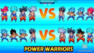 All Transformation 4 Goku Vs 4 Vegeta Power Warriors