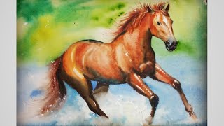How to draw a horse with watercolour step by step