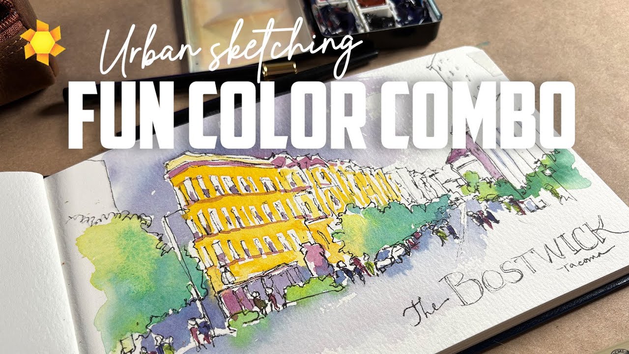 Loose Urban Sketch....Splish splash! Try this color combo