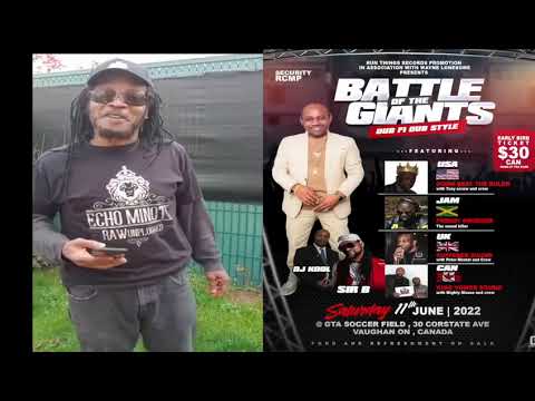 Veteran singer Echo Minott ,endorse Wayne Lonesome Battle of the Giants. 4 Big sounds.June 11,2022