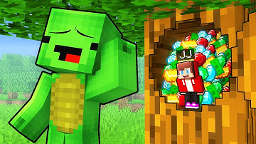 JJ Built a Secret TREE Base to Hide his RICHNESS from Mikey in Minecraft (Maizen)