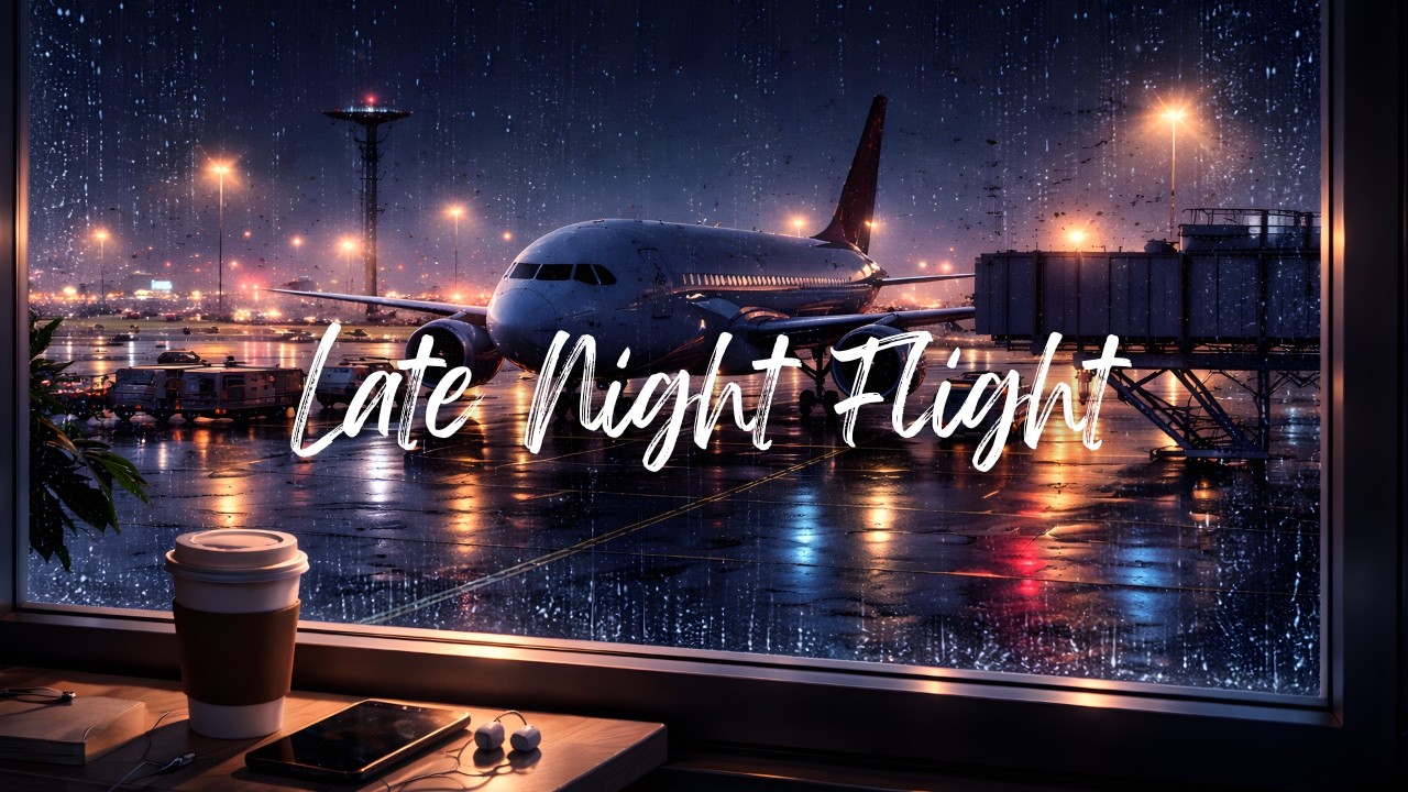 Rainy Airport Window ✈️ Lofi Beats - Late Night Flights, Study & Relax (4K Rain Ambience)