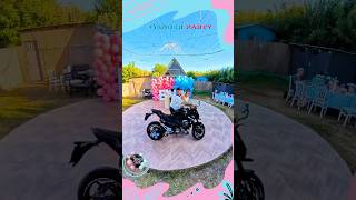 Gender reveal with Bike 🏍️❤️💙 #genderreveal #babyshower