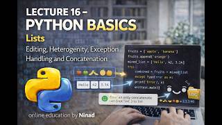 Lecture 16 - Python Basics: Lists Editing, Heterogenity, Exception Handling and Concatenation