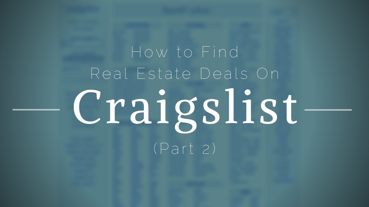 Finding Real Estate Deals on Craigslist and Facebook (Part 2) YouTube