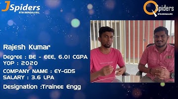 SUCCESSFULLY PLACED AS Trainee Engg from JSpiders BTM | STUDENT REVIEW | 2022 Placements