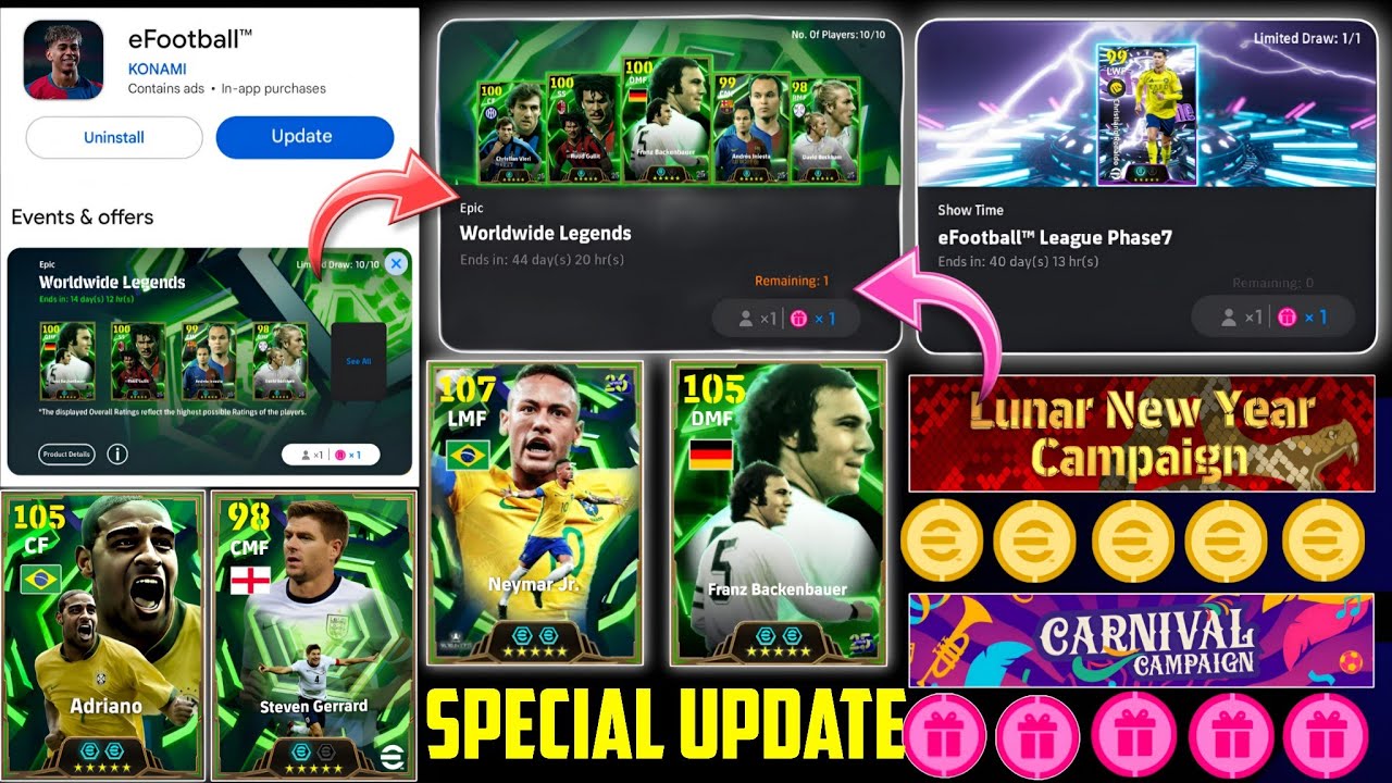 Обновление в четверг + совершенно новые бесплатные награды и эпические предметы! eFootball 26 Mobile