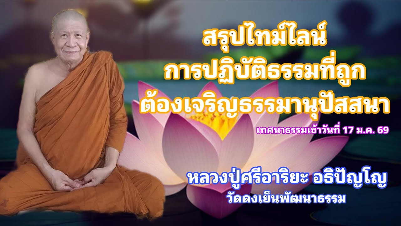 สรุปไทม์ไลน์การปฏิบัติธรรมที่ถูก ต้องเจริญธรรมานุปัสสนา (17 ม.ค. 69)