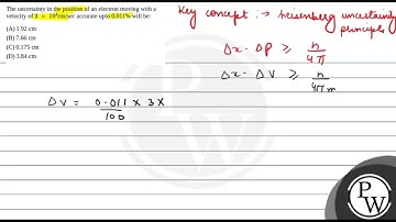 The uncertainty in the position of an electron moving with a velocity of 3 × 104c....