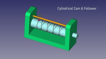 FreeCAD Tutorial Assembly 4 - Cylindrical Cam and Follower Mechanism & Animation (Assembly4)