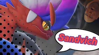 Koraidon but with heavy weapons guys voice cuz they both like sandwiches..