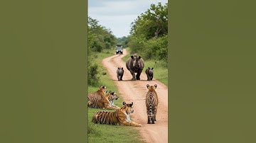 Thumbnail of Angry Tiger Sound 🐅 Rhino Walks Into 4 Tigers… But Rhinos Aren’t Scared of the Roar! 🦏 Rhino Sound