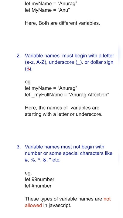 Rules for variable names in JavaScript #coding - YouTube