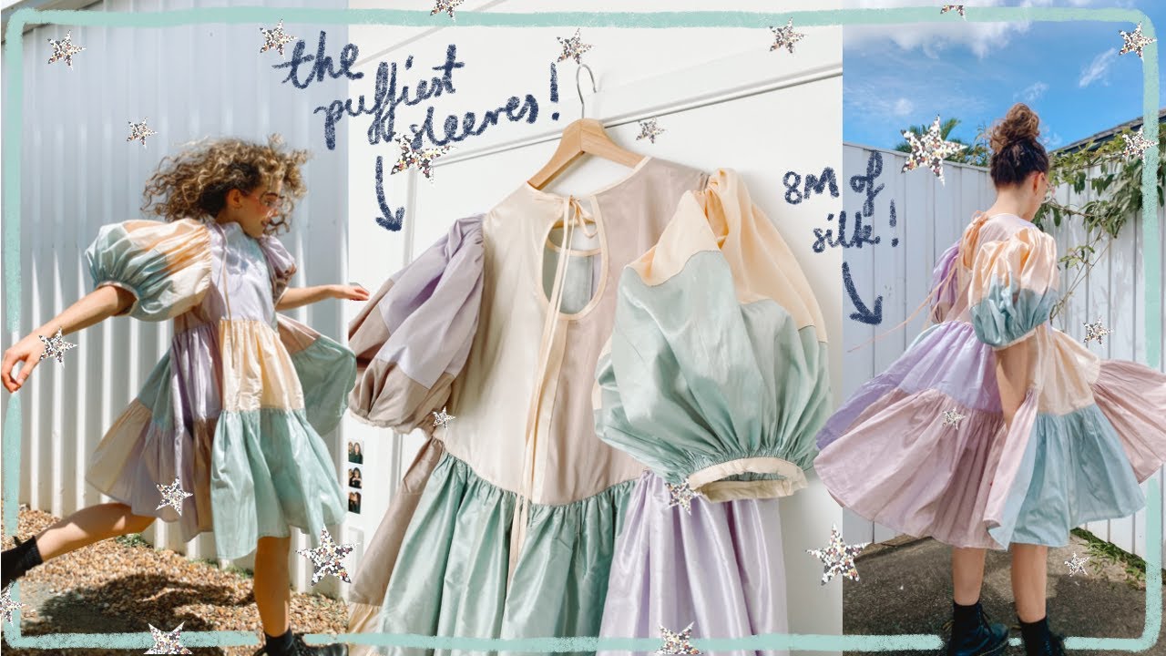 making a super gathered silk party dress (sewing vlog)