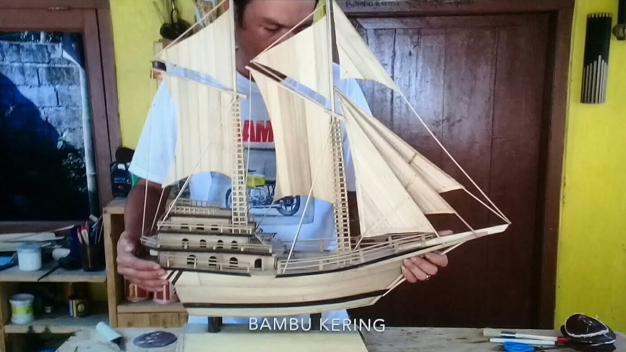  Cara  Membuat  Miniatur  Kapal  Laut dari Bambu YouTube