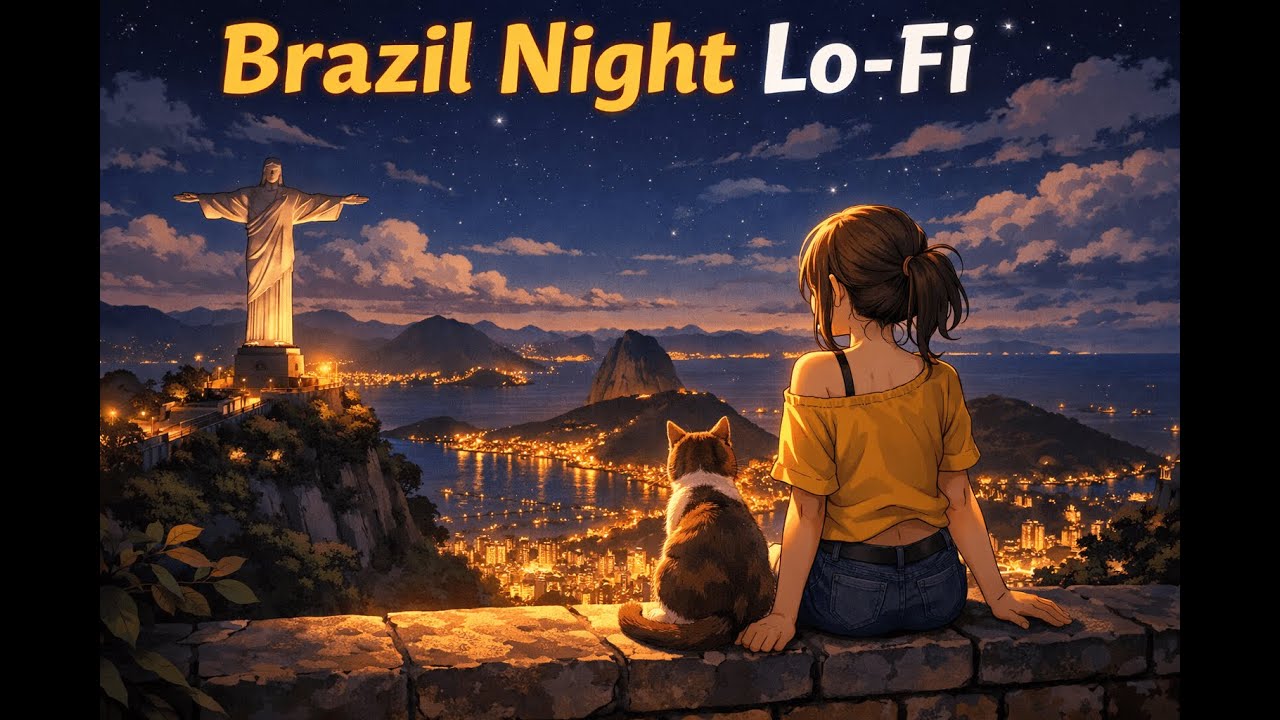 Brazil Night Lo-Fi 🌙🇧🇷 | Cozy Rio Beats with Cat & City Lights