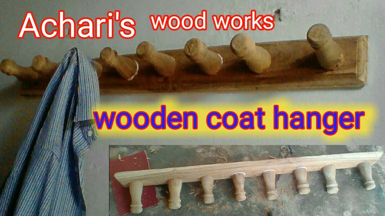 Diy_ wooden coat hanger with wood turnig turning knobs YouTube