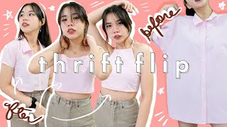 I made 3 brandy melville and princess polly inspired tops from an XL men's shirt (Thrift Flip Ep. 3)