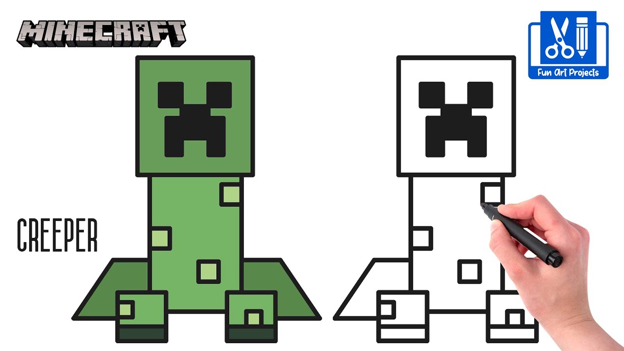 How To Draw A Creeper | Minecraft - Easy Step By Step Tutorial - YouTube
