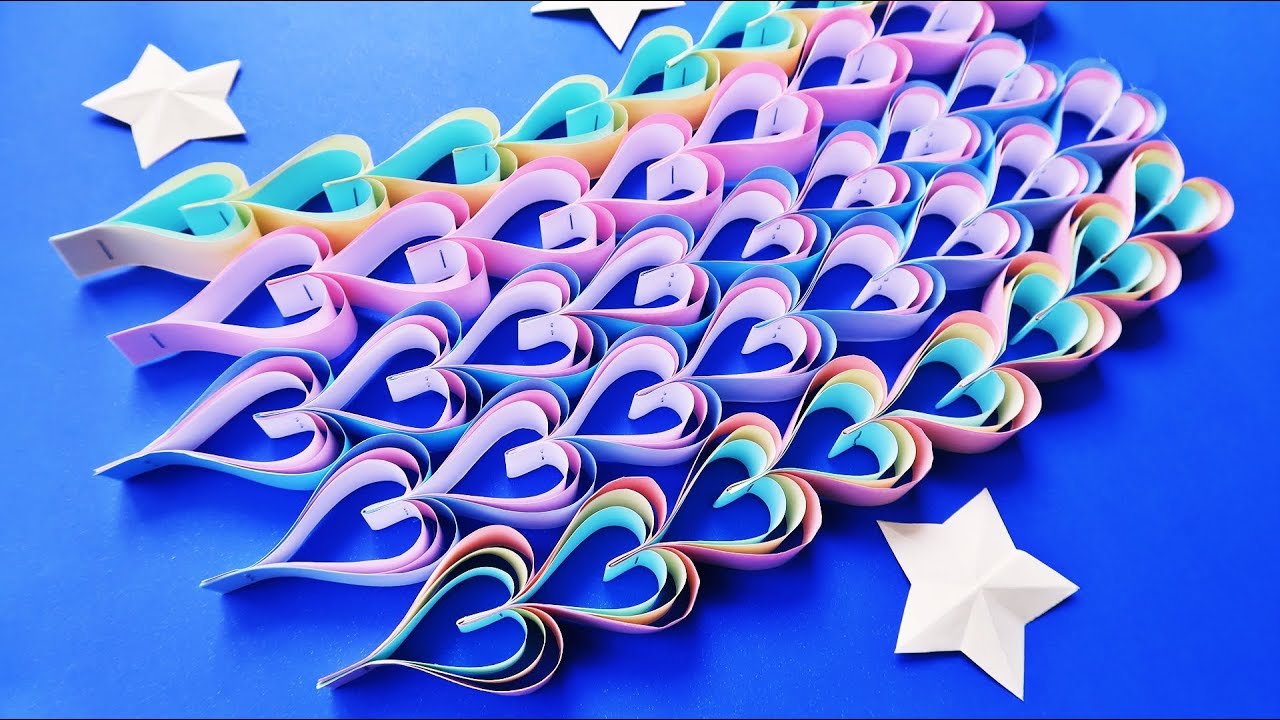 七夕飾り ハートつづり 簡単な作り方 トリプルで可愛いおしゃれ 音声解説 Origami Paper Craft Triple Heart Easy Tutorial Youtube