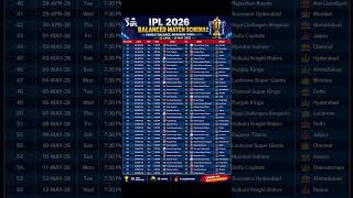 IPL 2026 ka dhamakedar schedule aa gaya hai! 🔥🏏 aap konse team ko support krt e ho comment karo#ipl