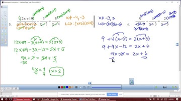 U2P2 Day 7 HW Quiz Review Solving Rational Equations Part 2 Questions 5 - 8