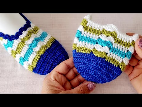 Tığ İşi Kolay Renkli Patik Modeli 🦋 knitting crochet yelek kazak örgü lif pattern design stitch DIY