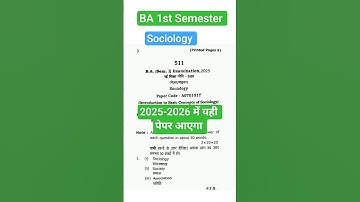 ba 1st semester sociology important questions |  ba 1st semester sociology question paper 2025- 2026